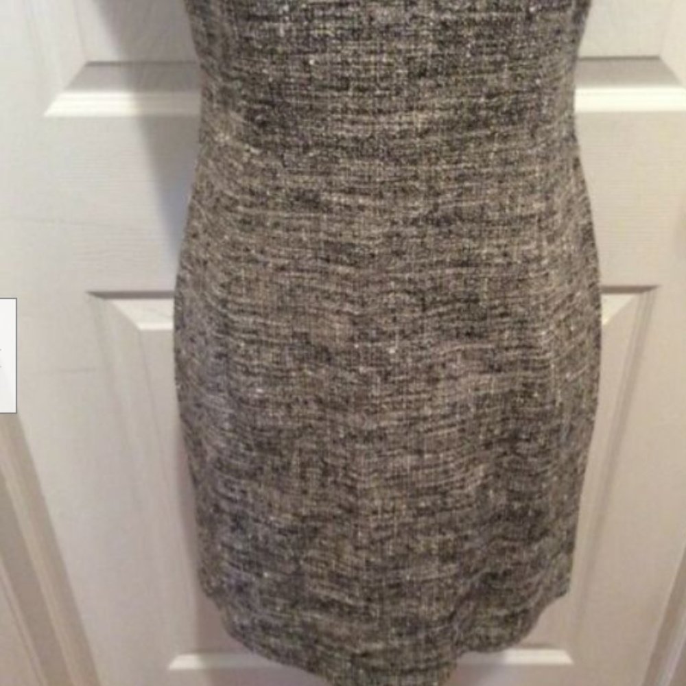 Theory Dress 2 Gray White Tweed Sheath Sleeveless - Picture 3 of 8